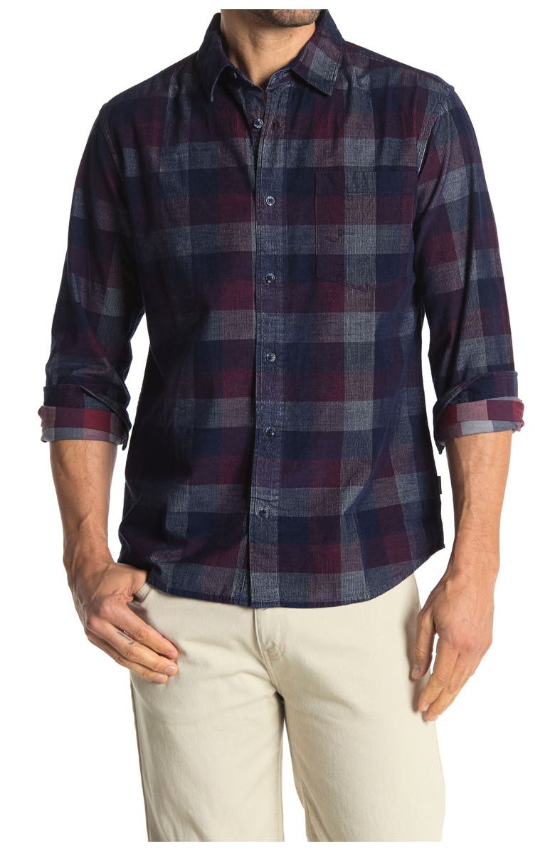 7 Diamonds Black Veil Plaid Corduroy Shirt, Main, color, 