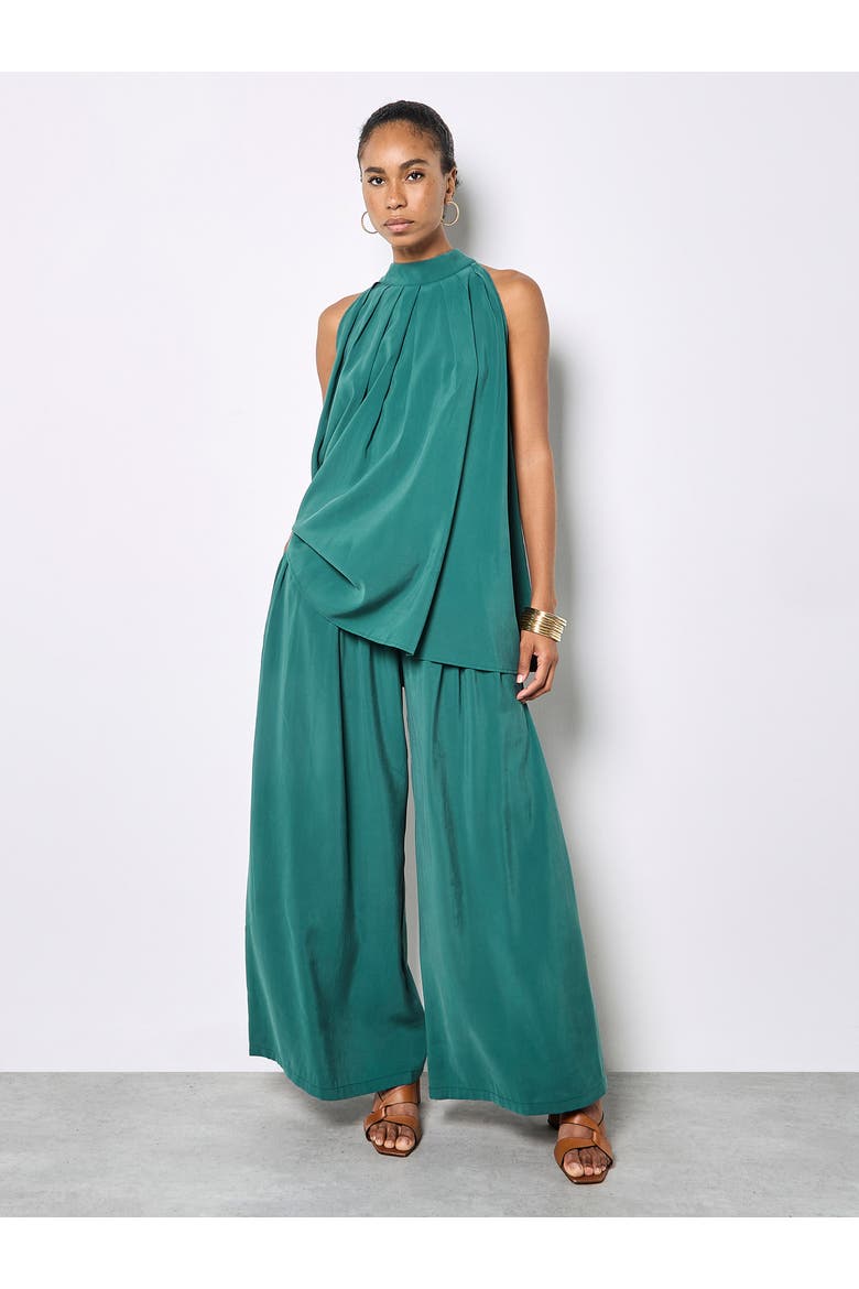 Pleat Detail Tunic Top, Alternate, color, Teal