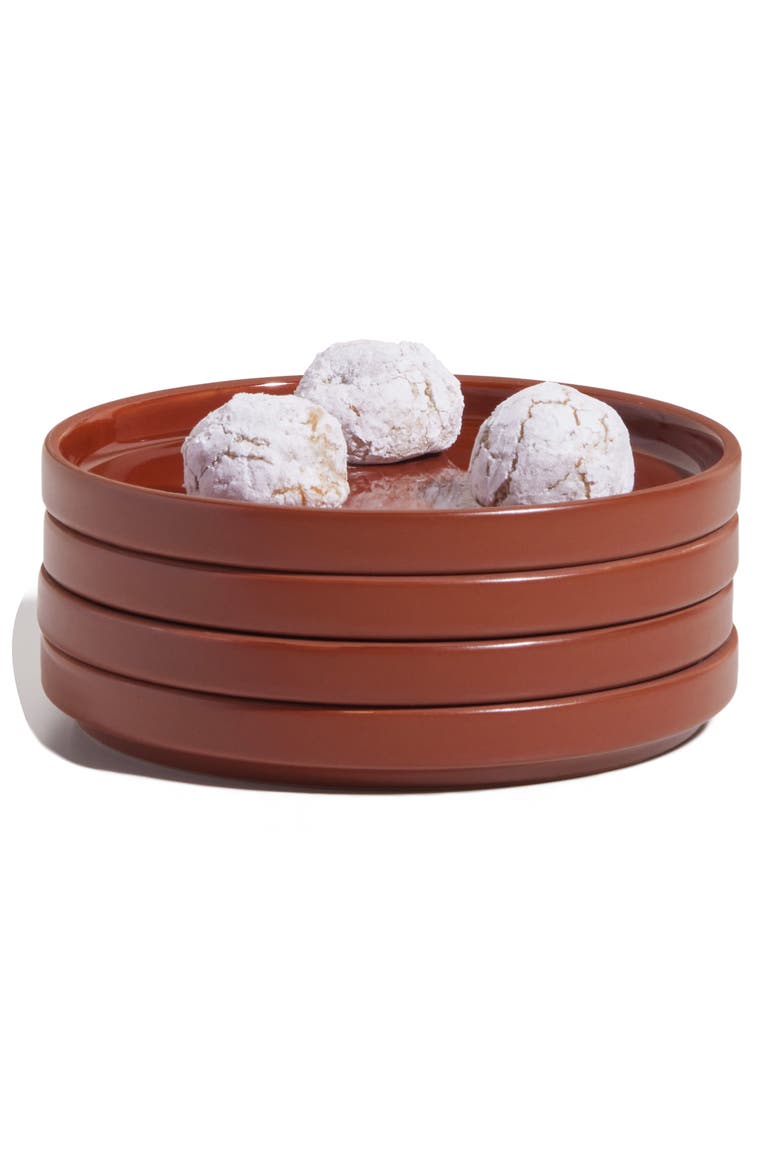 Set of 4 Dessert Plates, Alternate, color, TERRACOTTA