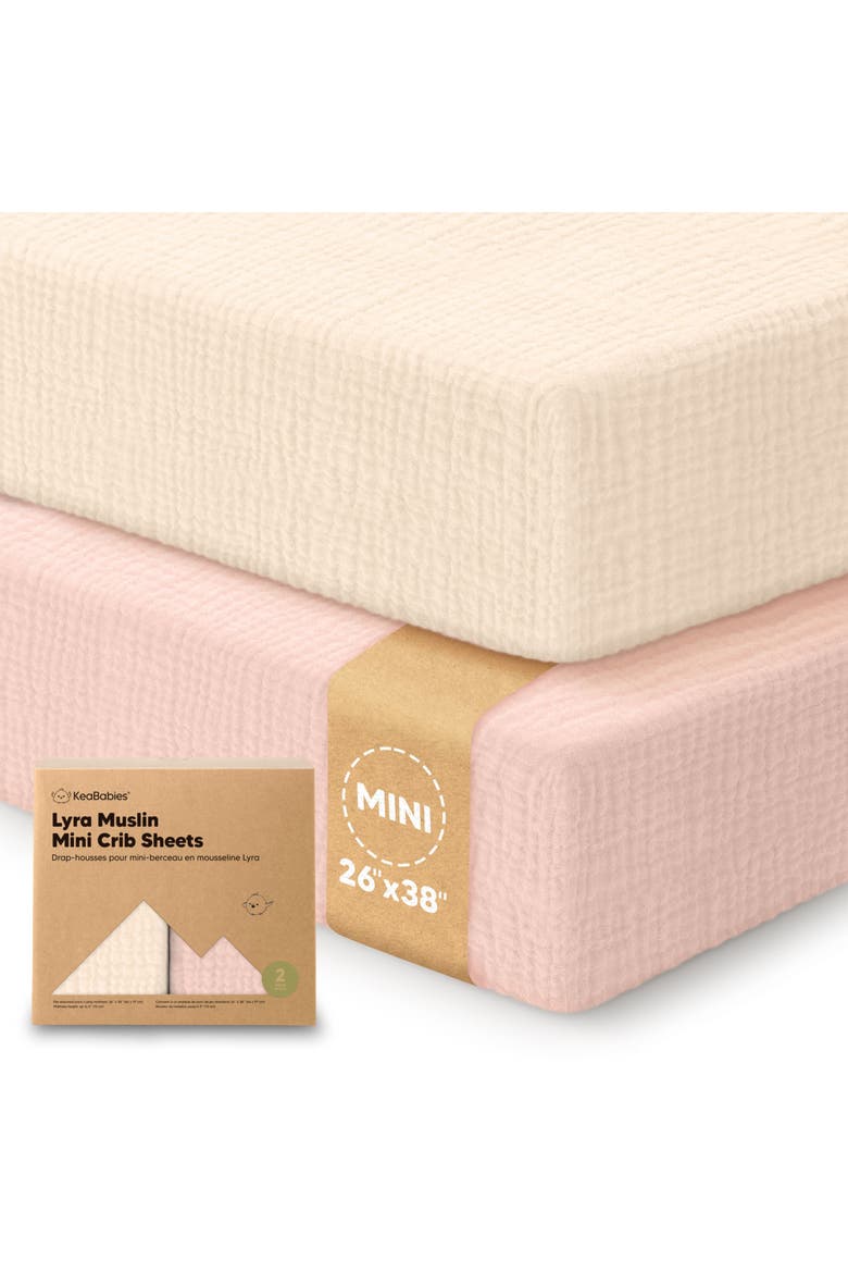2-Pack Lyra Muslin Mini Crib Sheets, Main, color, Cameo