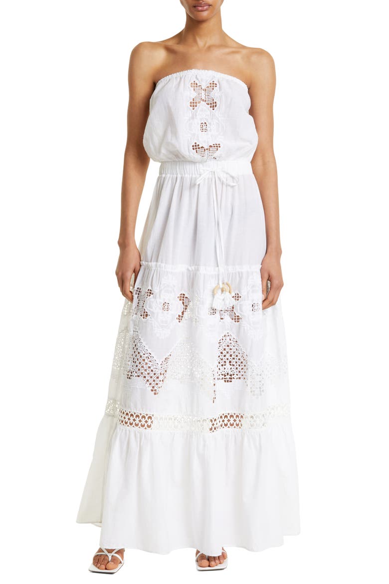 Sterling Embroidered Cotton Cover-Up Maxi Dress, Main, color, WHITE EMBROIDERED CO