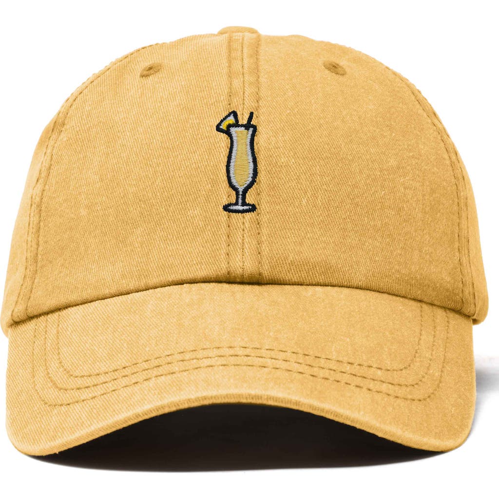 Dalix Pina Colada Embroidered Dad Cap In Washed Gold