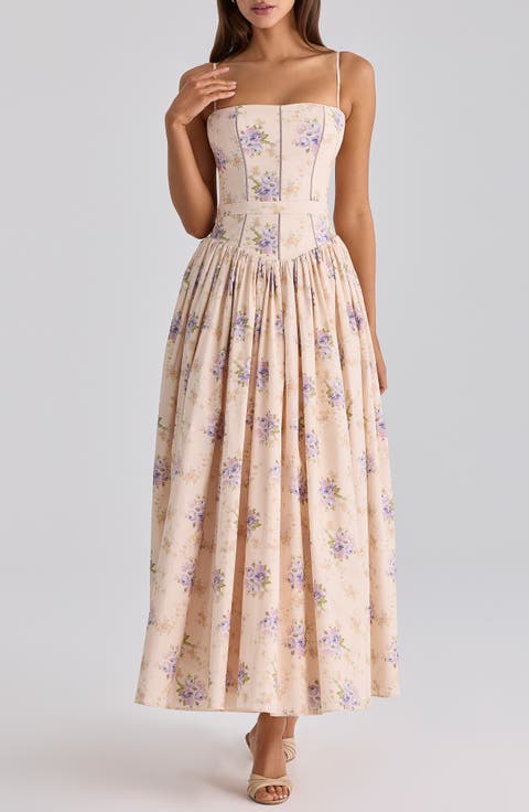 Ysabella Floral Stretch Cotton Maxi Sundress