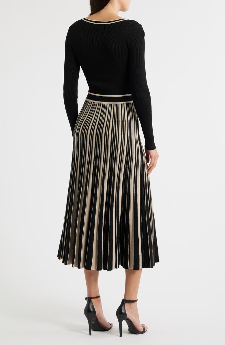 MOON RIVER Tie Waist Long Sleeve Rib Maxi Sweater Dress, Alternate, color, 