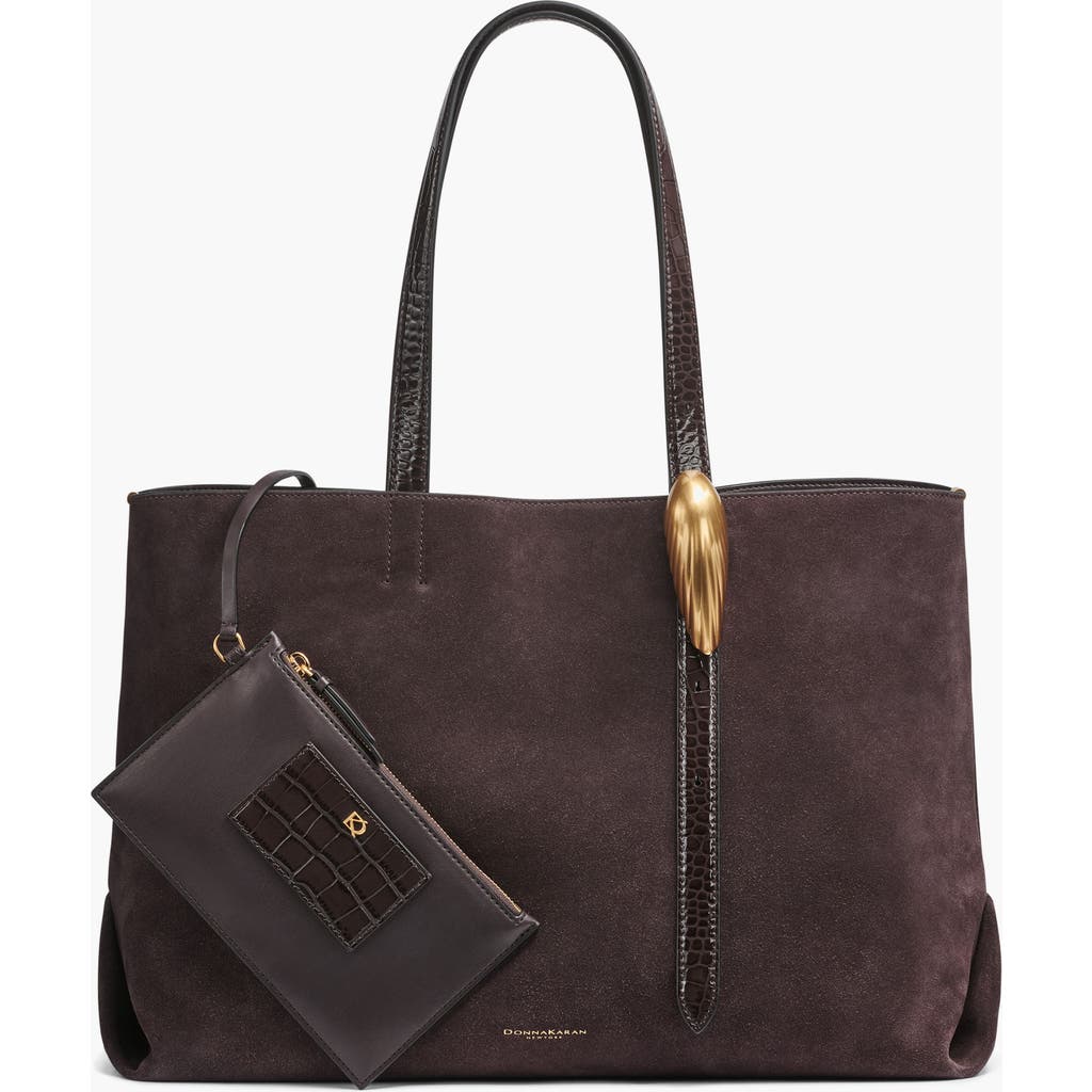Donna Karan New York Georgette Suede Tote In Purple