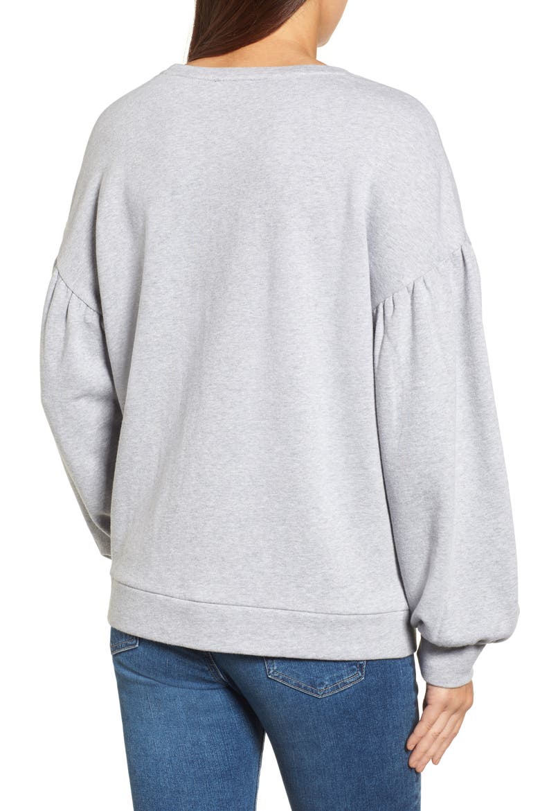 Blouson Sleeve Sweatshirt, Alternate, color, GREY