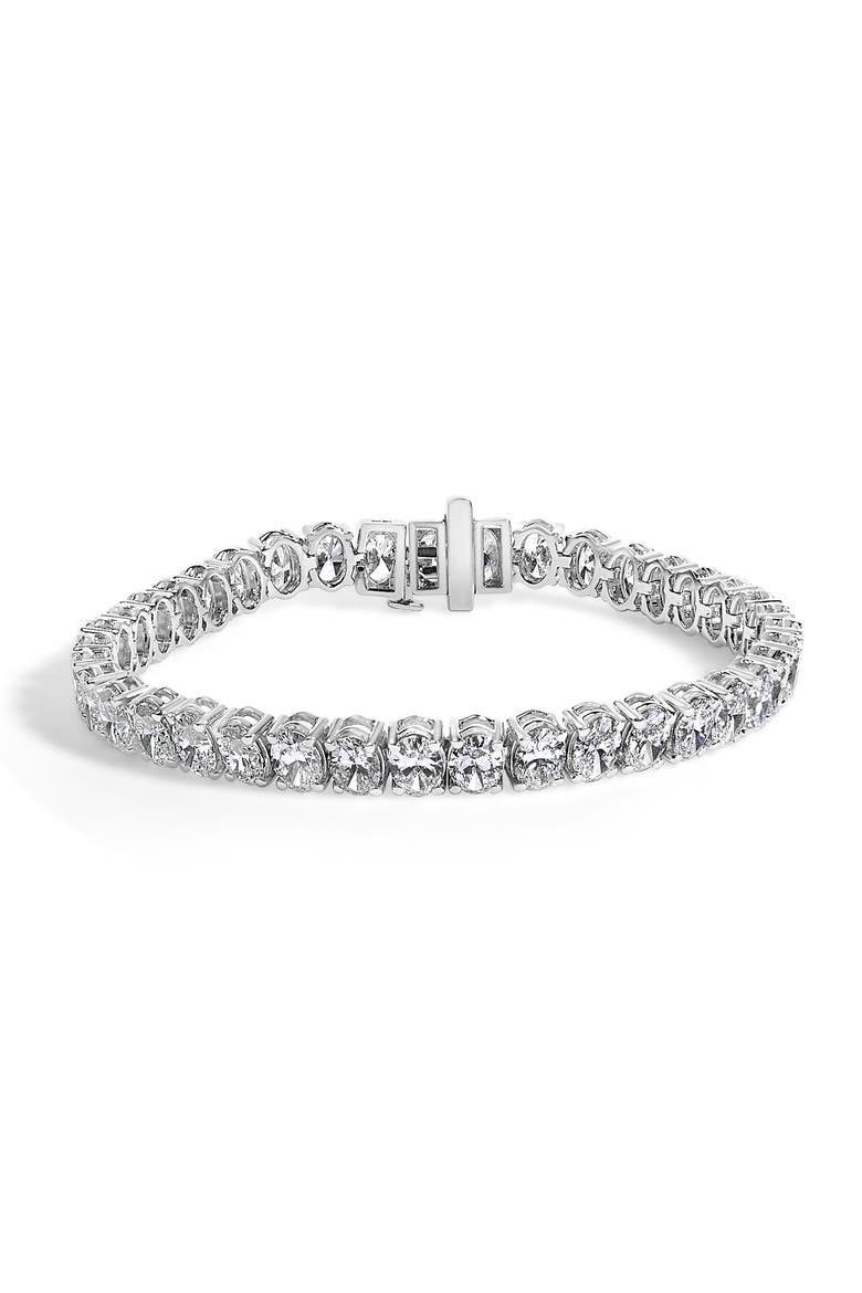 IGI Certified 14K White Gold 15.0 Cttw Oval Cut Lab Grown Diamond Tennis Bracelet, Main, color, White Gold
