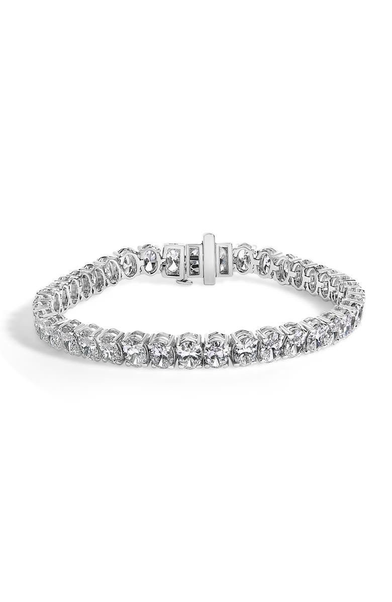 Haus of Brilliance IGI Certified 14K White Gold 15.0 Cttw Oval Cut Lab Grown Diamond Tennis Bracelet, Main, color, White Gold