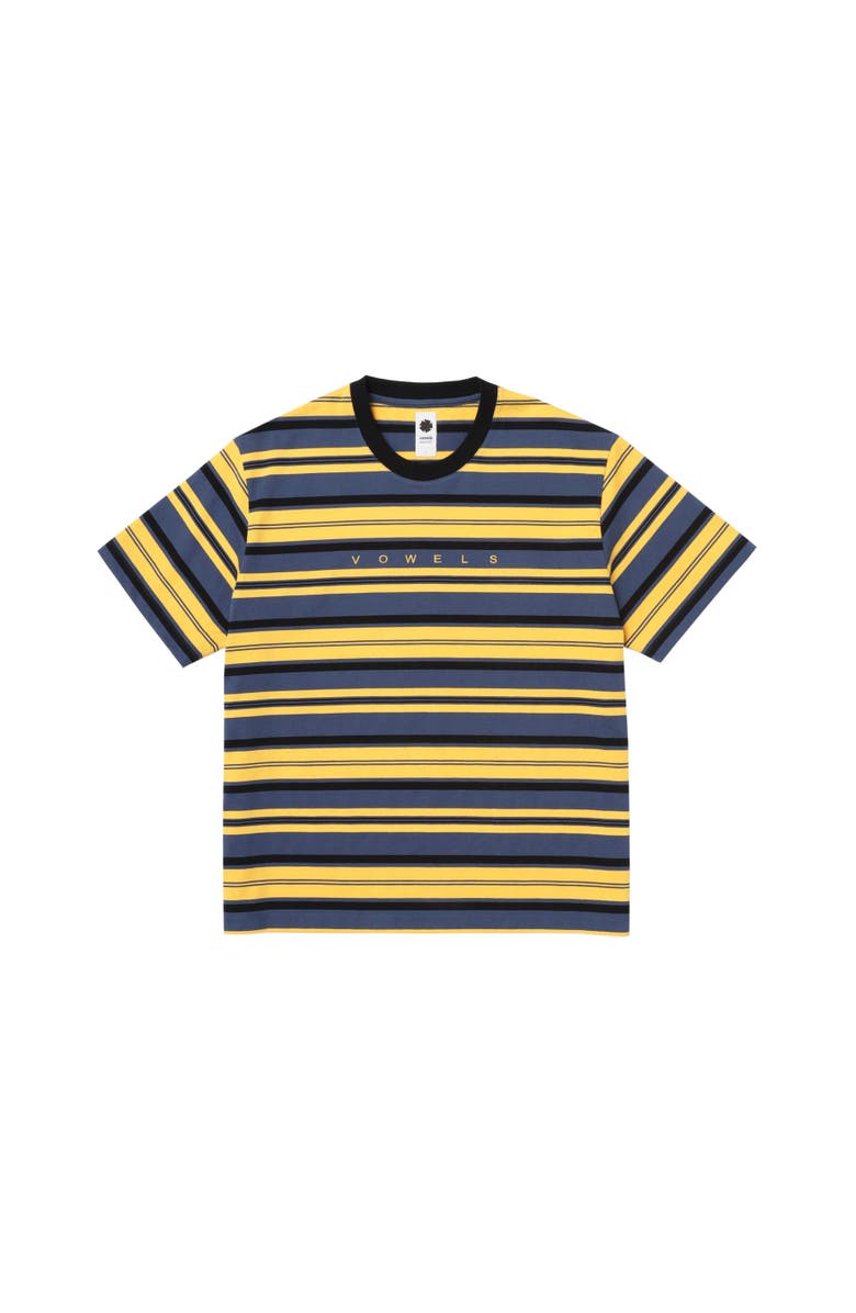 vowels Short Sleeve Stripe Tee, Main, color, Black