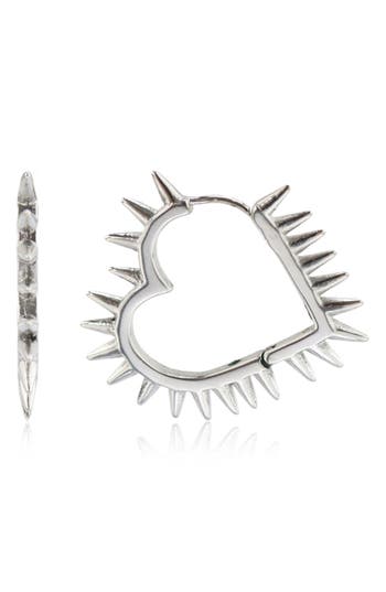 Rebl Heart Of Thorn Spiked Hoop Earrings In Silver