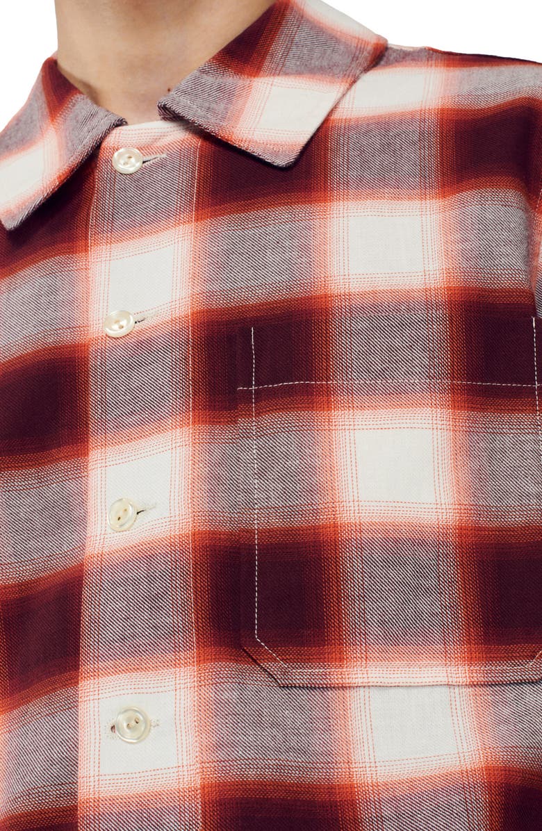 SANDRO Grunge Check Button-Up Shirt, Alternate, color, Red / Ecru