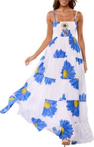 RANEES Floral Print Spaghetti Strap Maxi Dress