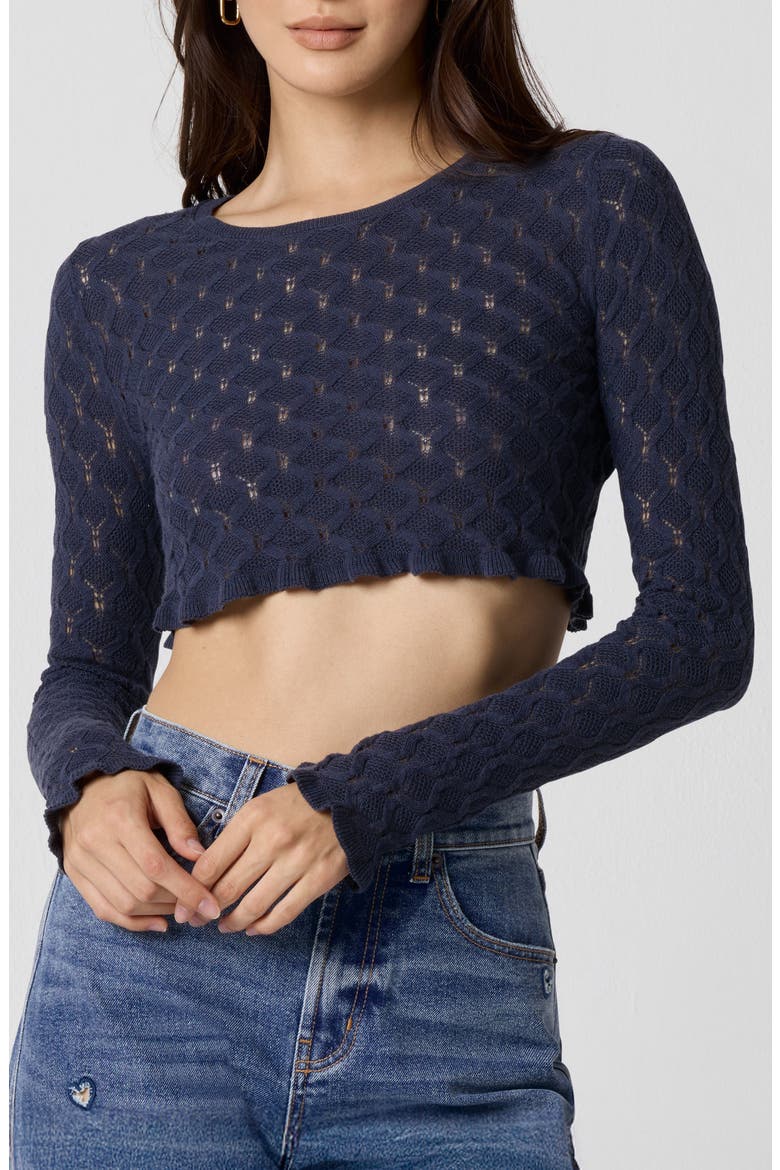 Honeycomb Lace Knit Sweater, Main, color, OMBRE BLUE