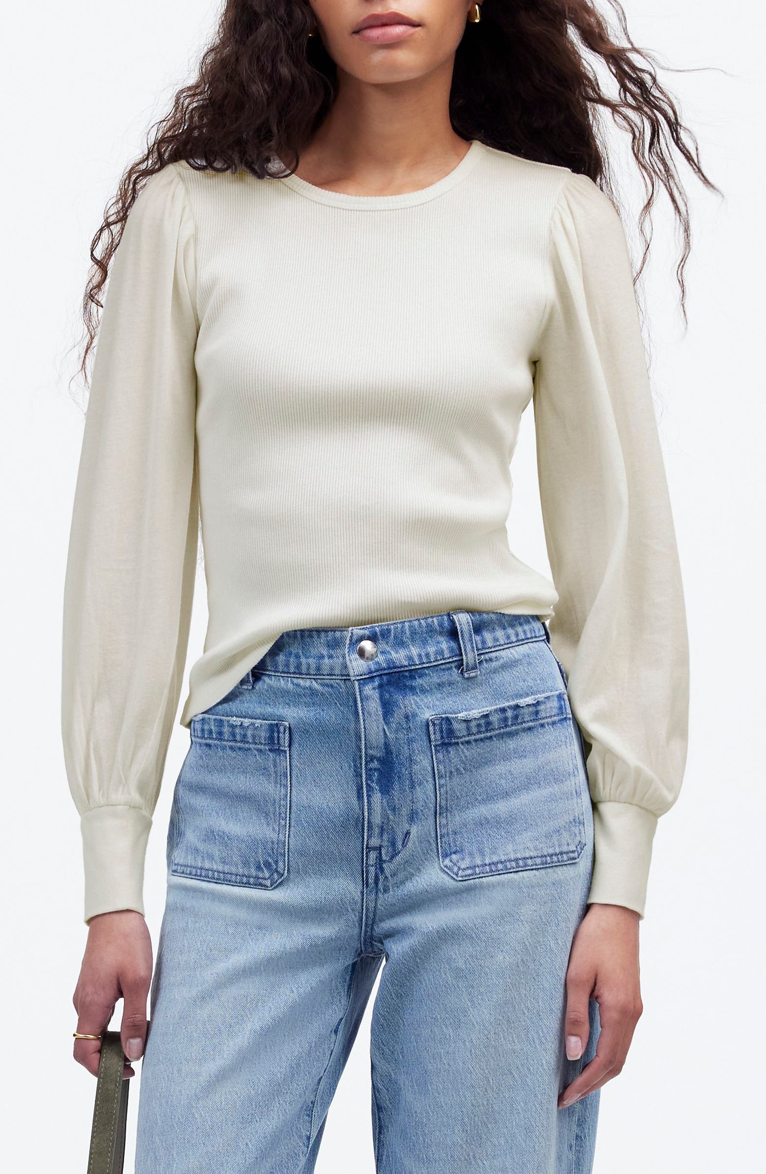 Madewell Puff Sleeve Rib Top | Nordstromrack
