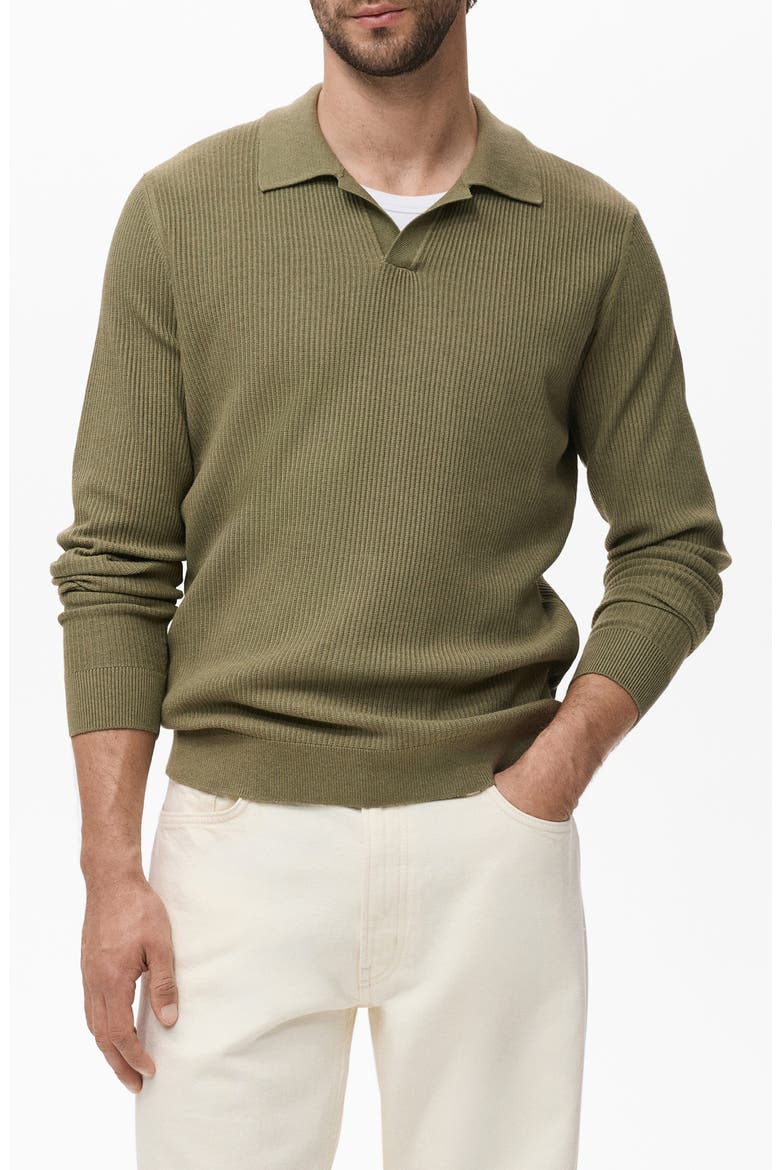 Johnny Collar Rib Polo Sweater, Main, color, MEDIUM GREEN