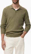 MANGO Johnny Collar Rib Polo Sweater