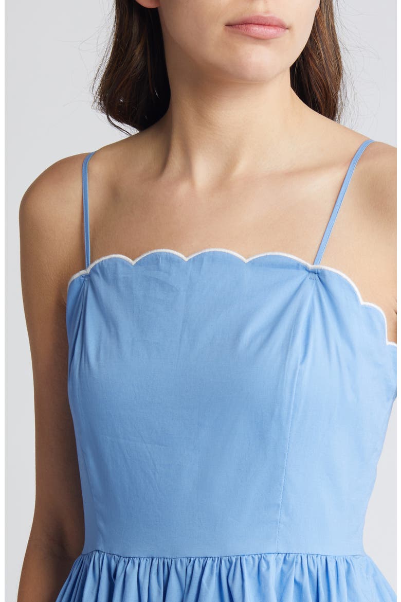 Scallop Stretch Poplin Midi Sundress, Alternate, color, DENIM BLUE