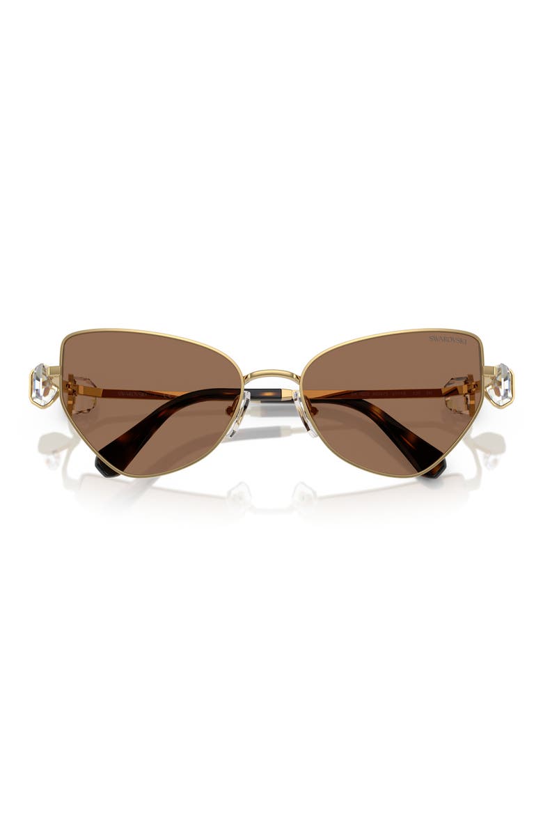57mm Irregular Butterfly Sunglasses, Alternate, color, GOLD BROWN