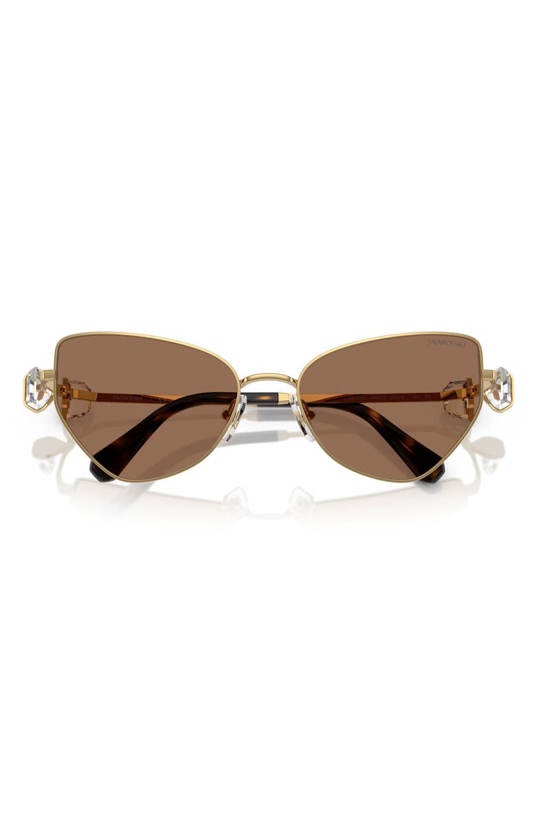 Swarovski 57mm Irregular Butterfly Sunglasses, Alternate, color, Gold Brown