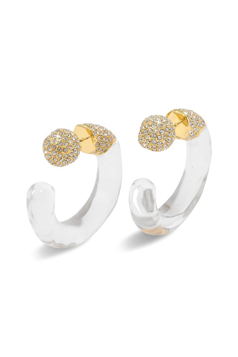 Liquid Lucite Crystal Hoop Earrings, Alternate, color, GOLD