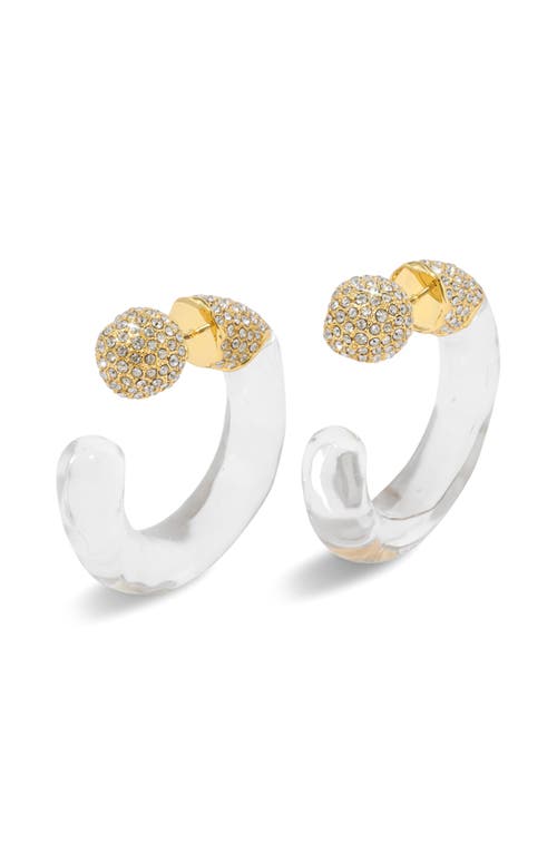 Alexis Bittar Liquid Lucite Crystal Hoop Earrings In Gold