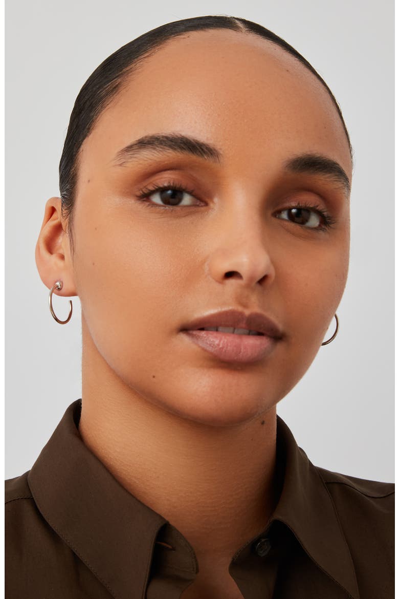 Mini Icon Hoop Earrings, Alternate, color, PLATINUM