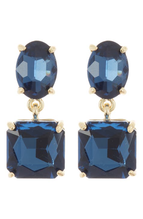 Crystal Square Drop Earrings