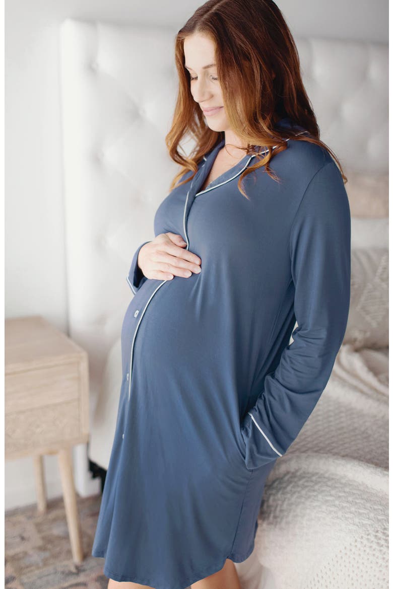Clea Long Sleeve Sleep Shirt, Alternate, color, SLATE BLUE