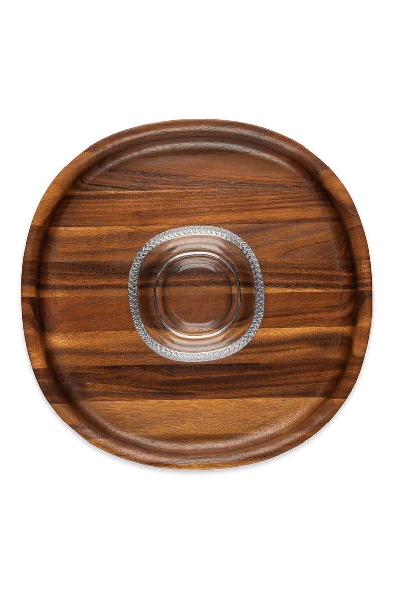 Wood & Glass Chip & Dip Set, Alternate, color, BROWN