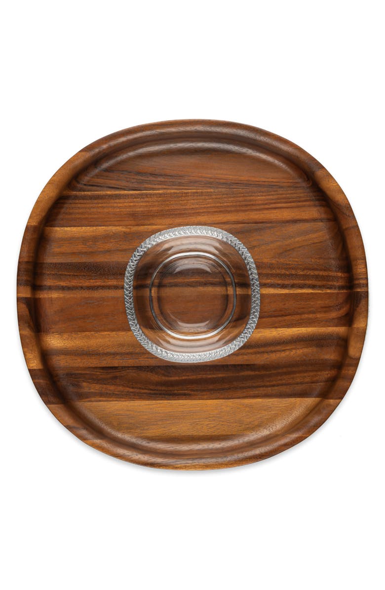 Nambé Wood & Glass Chip & Dip Set, Alternate, color, Brown