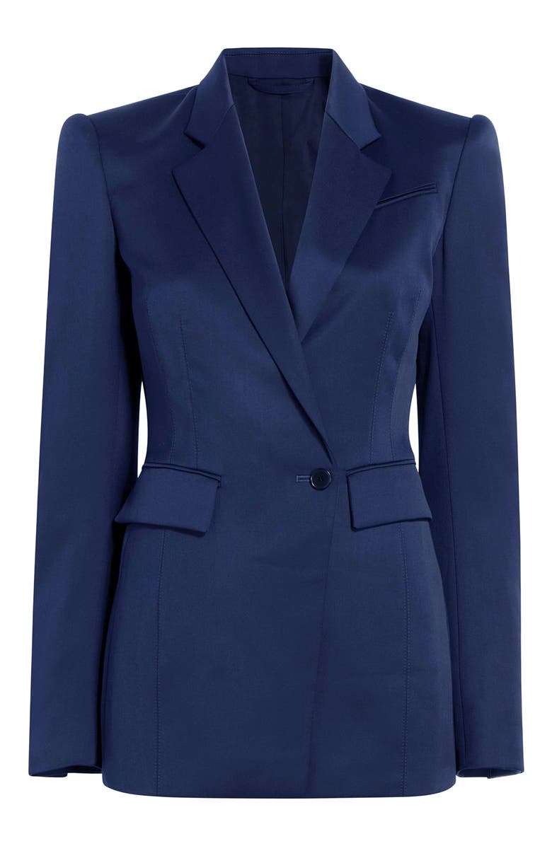 Another Tomorrow SEAMED WAIST JACKET, Alternate, color, Navy