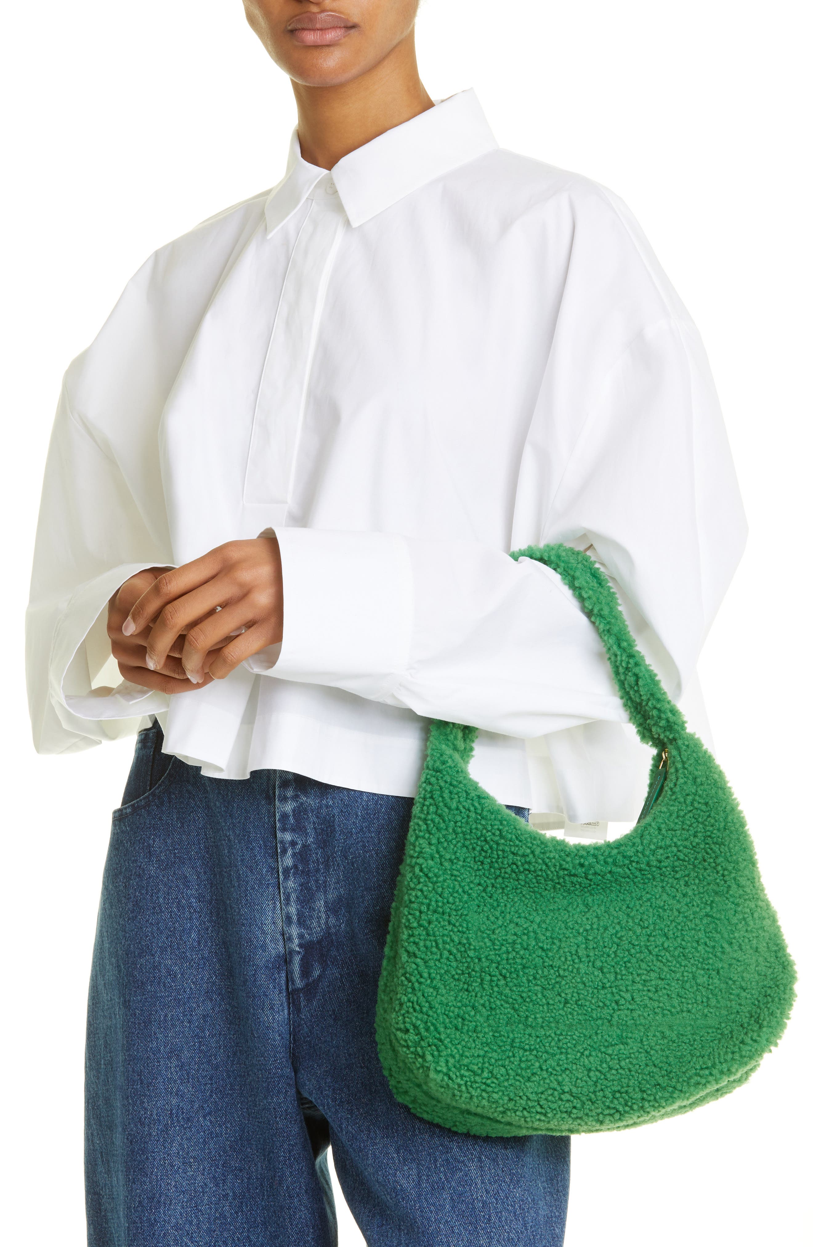 Mansur Gavriel Soft Candy Genuine Shearling Shoulder Bag, Alternate, color, 