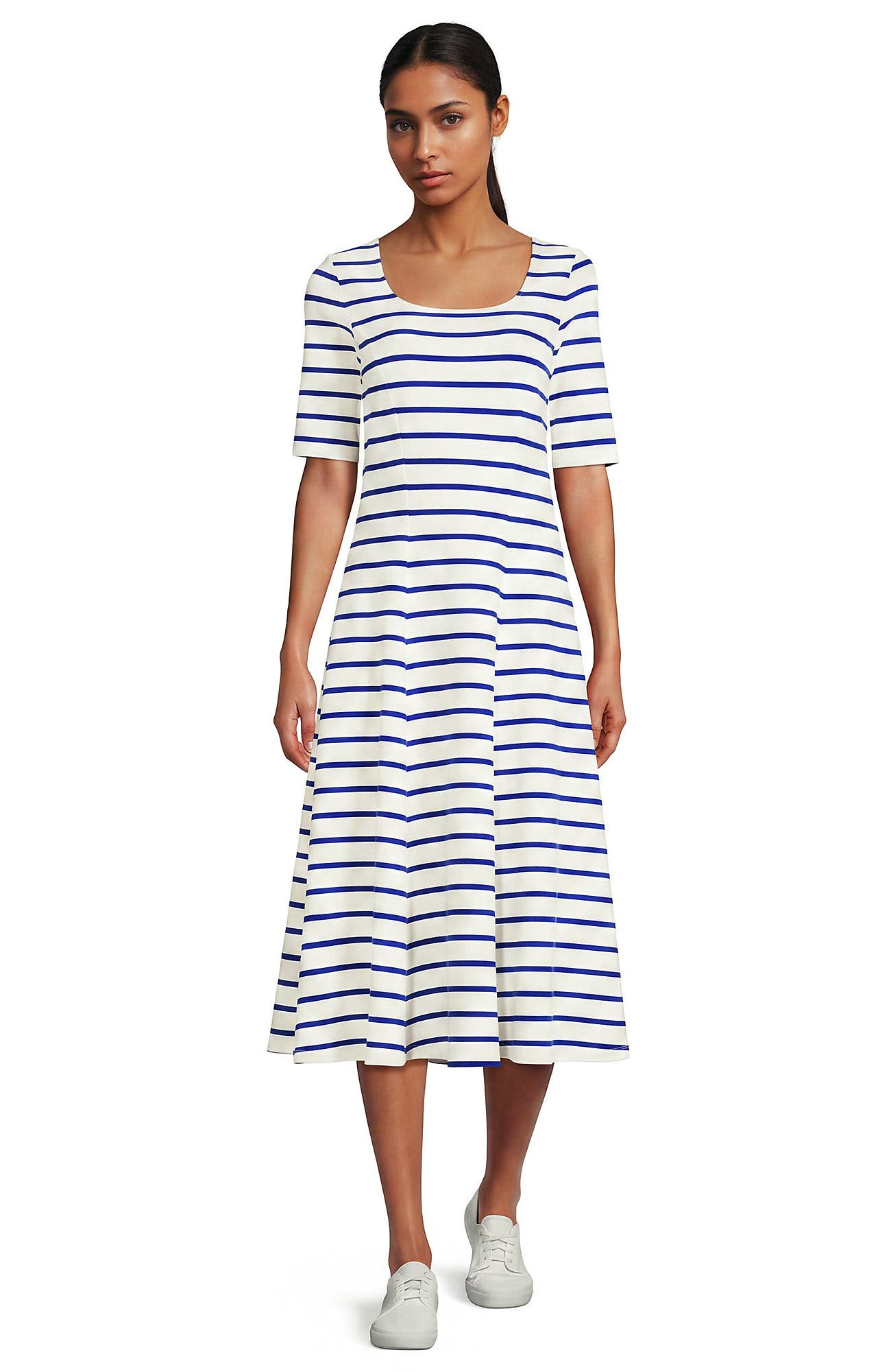 selected Ivory/Lapis Spaced Stripe