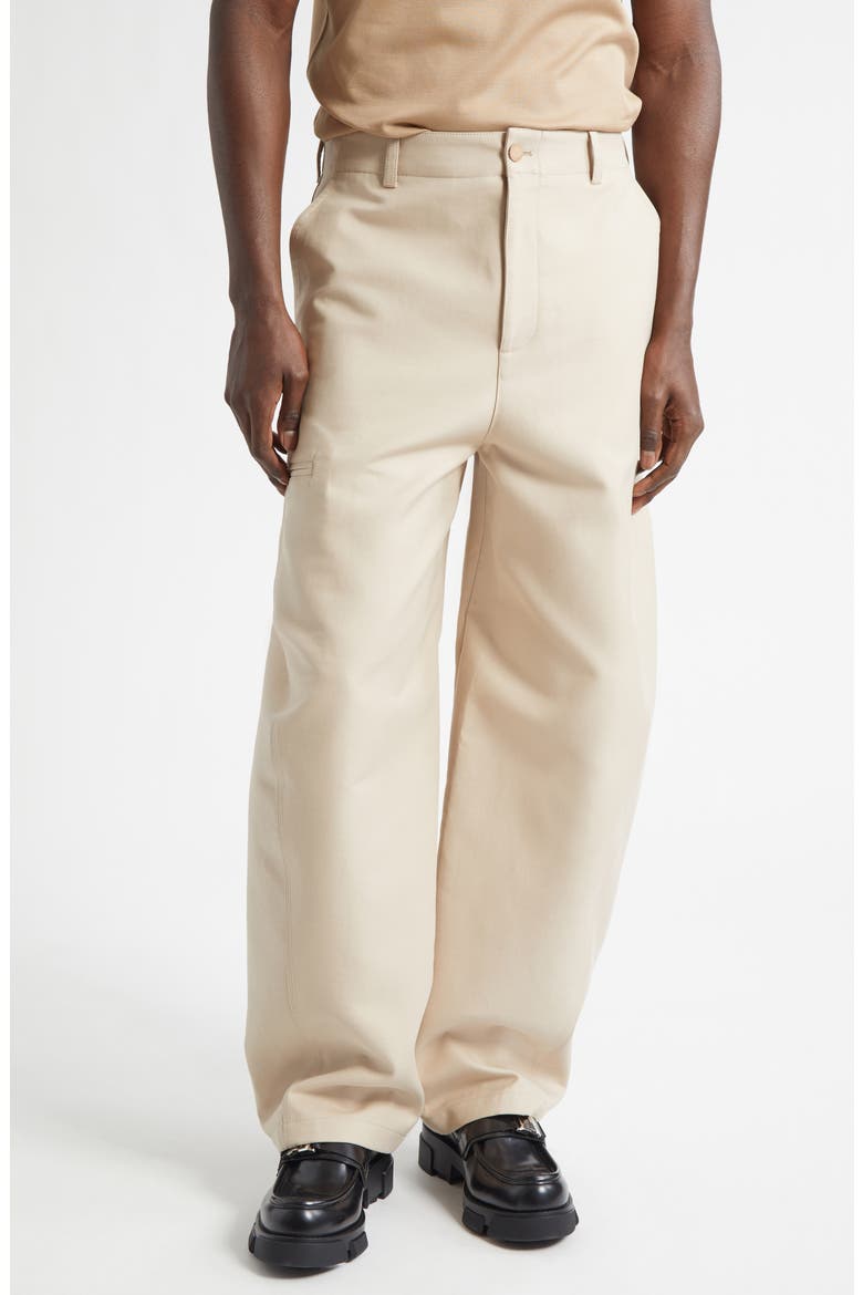 Couture Seam Cotton Twill Workwear Pants, Main, color, BEIGE