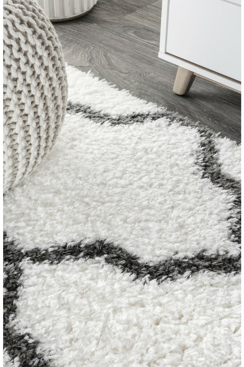 Marrakesh Shag Trellis Area Rug, Alternate, color, Ivory/Charcoal