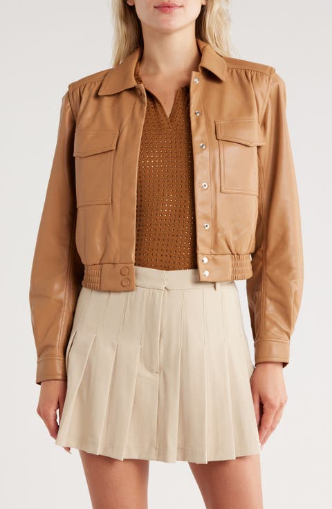 Flap Patch Pocket Faux Leather Jacket