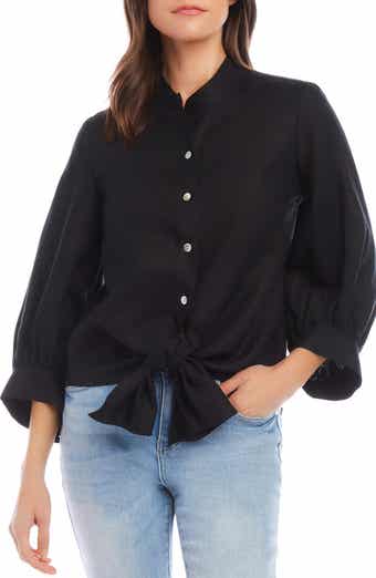 Tie Front Linen Button-Up Top