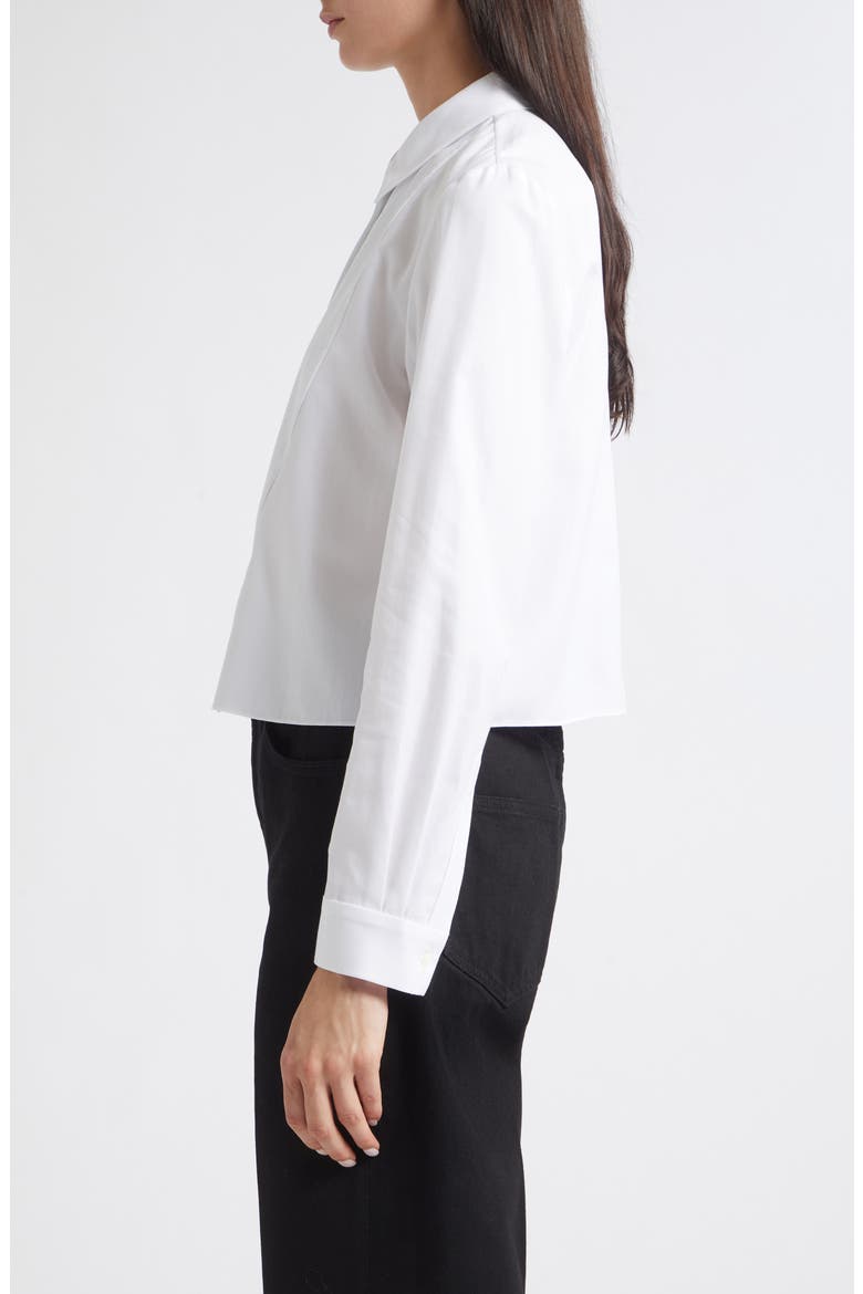 Warren Crop Stripe Bib Cotton Poplin Button-Up Shirt, Alternate, color, WHITE