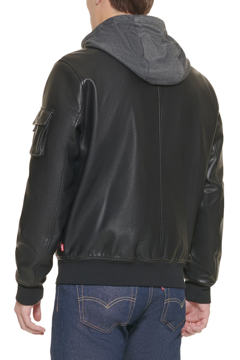 Levi's® Hooded Bomber Jacket, Alternate, color, BLACK