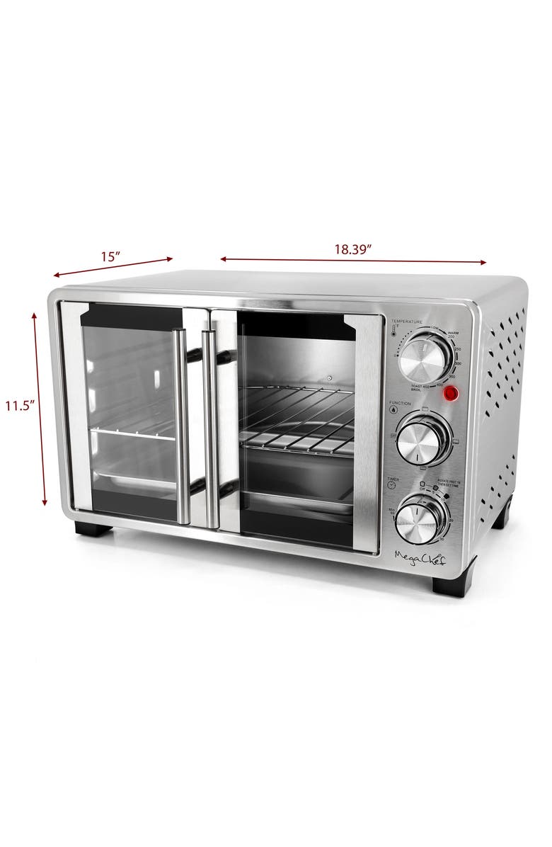 Megachef French Door Multi-Function Electric Toaster Oven with Temperature Control and Timer, Alternate, color, Grey