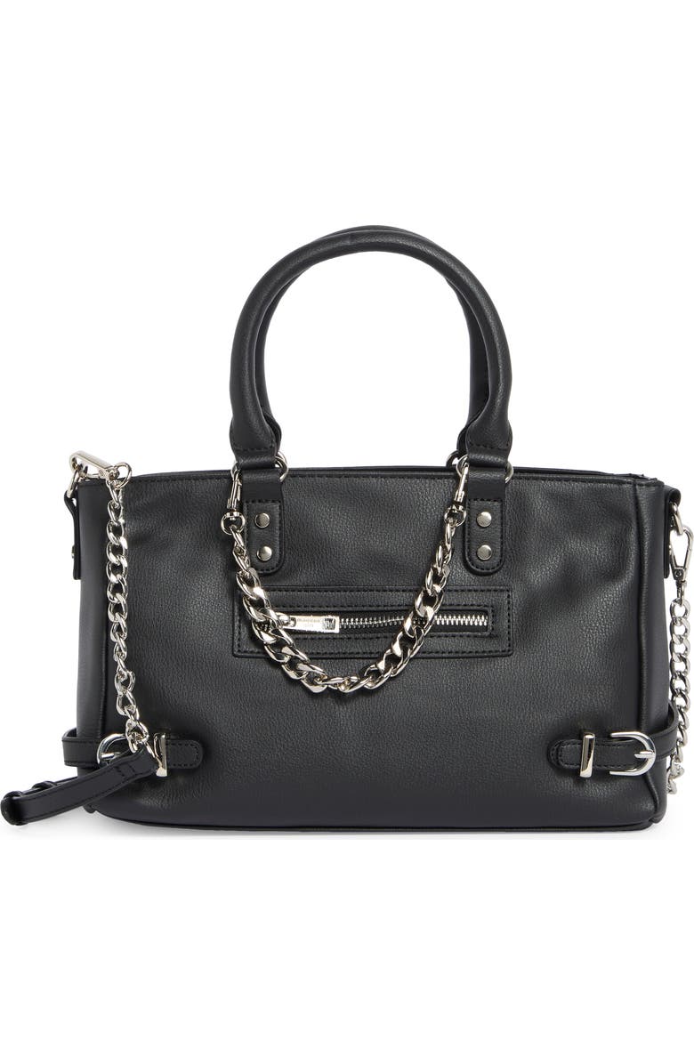 Madden Girl Faux Leather Satchel Bag, Main, color, Black