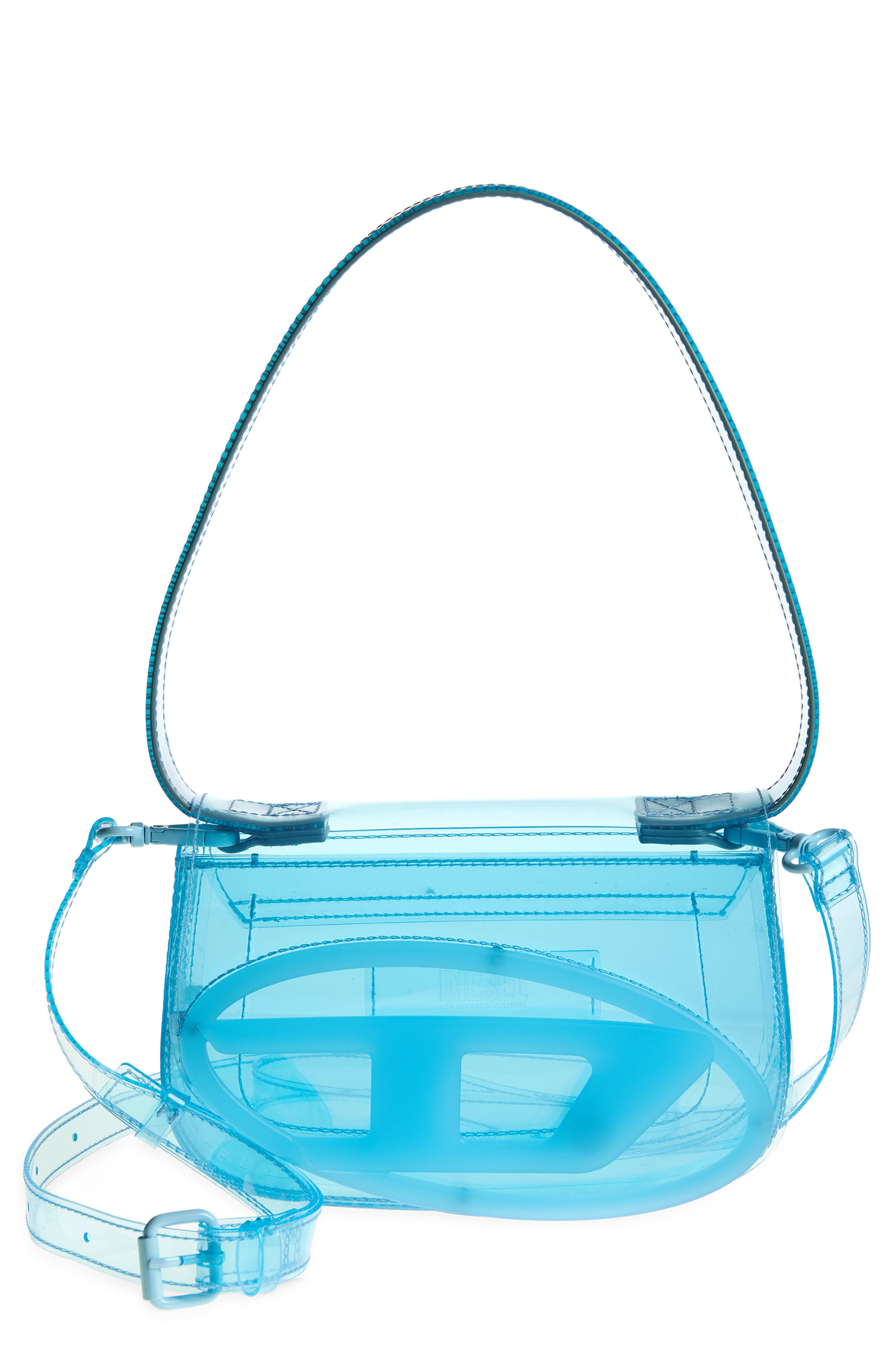 DIESEL<sup>®</sup> 1DR Logo Clear Shoulder Bag, Main, color, Blue