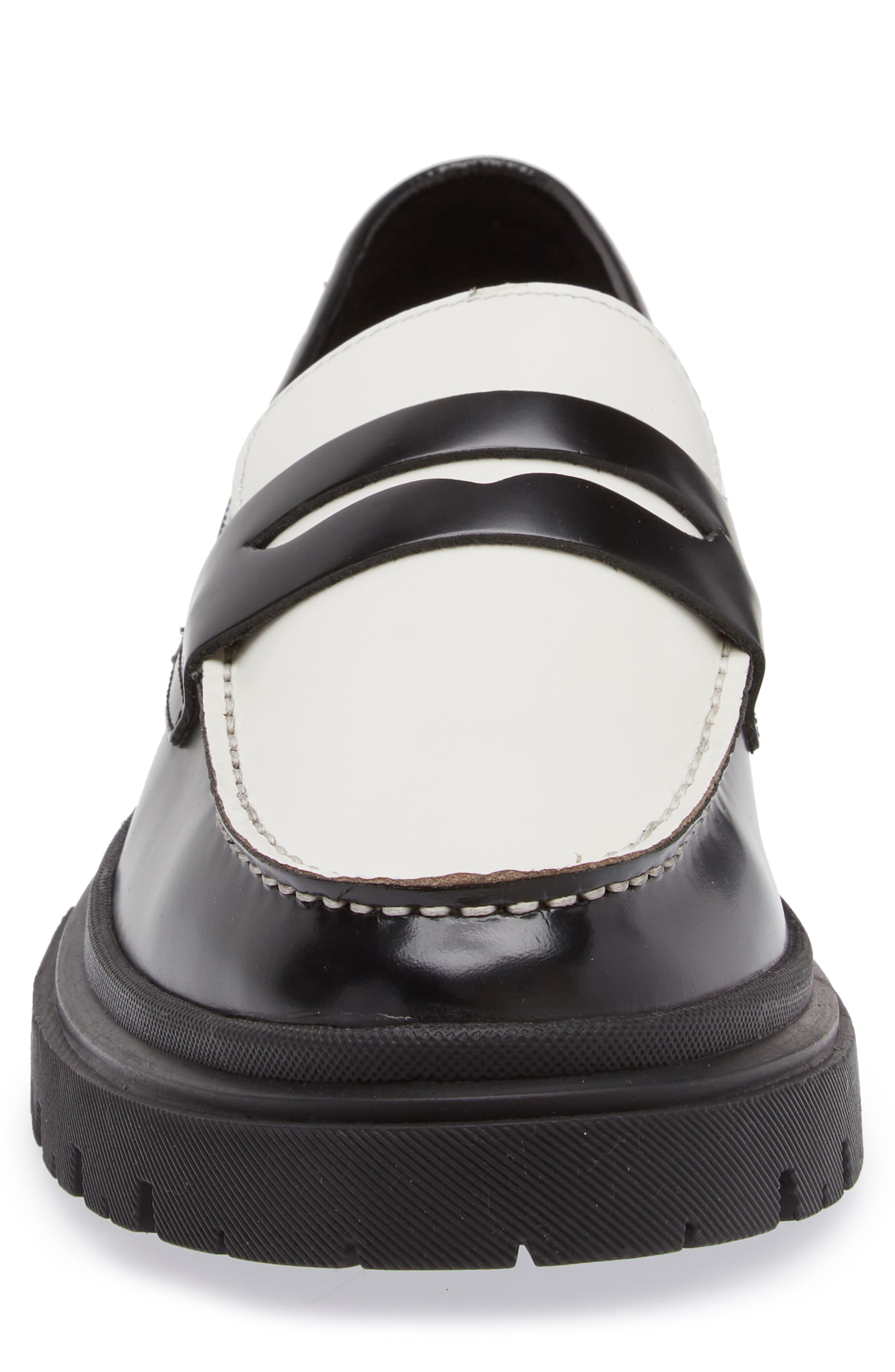 Zaccai Lug Sole Penny Loafer, Alternate, color, BLACK WHITE