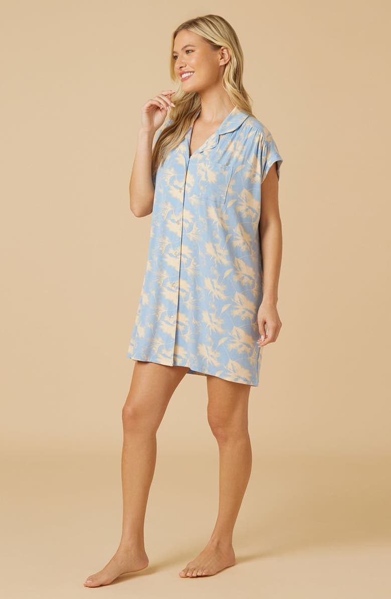 Softies Soft Sleep Caftan Mini Sleepshirt, Alternate, color, Sky Blue Floral