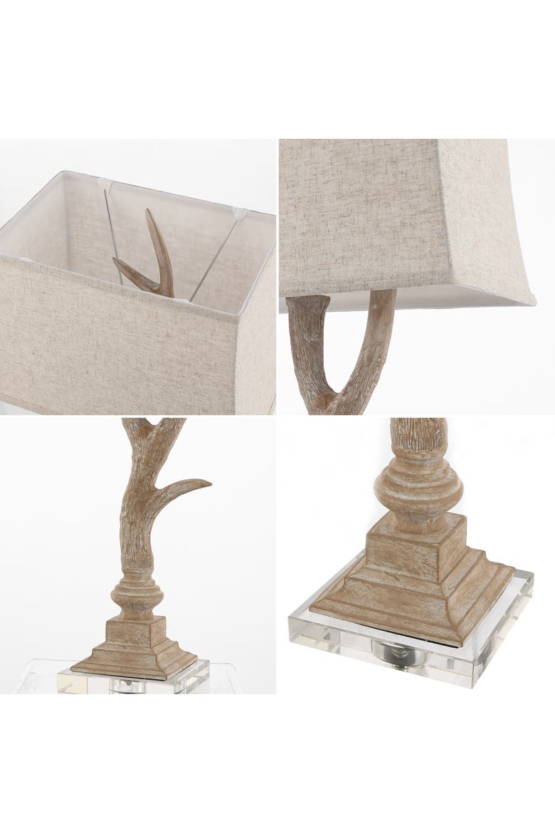 Antler 29.5" Rustic Resin/Crystal LED Table Lamp, Alternate, color, Beige