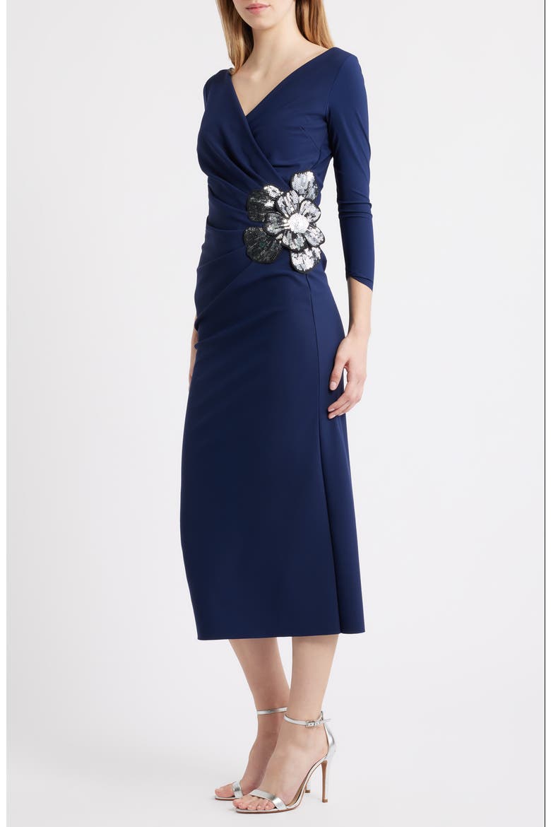 Onori Sequin Appliqué Knit Midi Dress, Alternate, color, BLU NOTTE