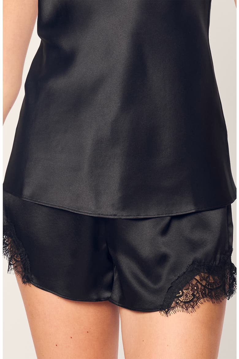 Silk Lace Cami Short Pajamas, Alternate, color, BLACK