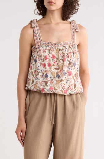 Tie Shoulder Bubble Hem Top