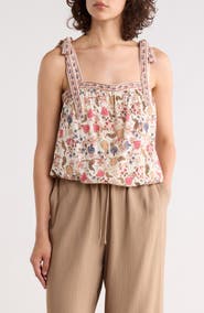 MAX STUDIO Tie Shoulder Bubble Hem Top