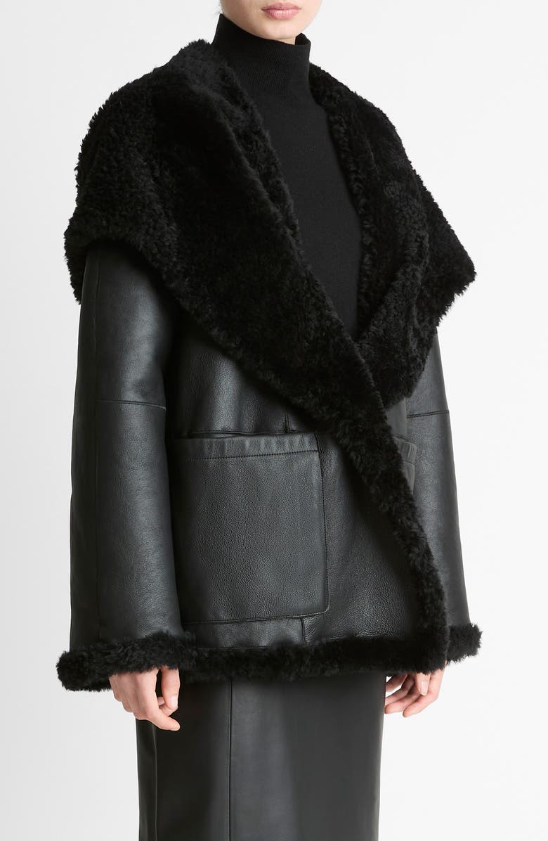 Vince Hooded Genuine Shearling Jacket, Alternate, color,